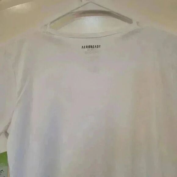 Adidas Girl's White Poly Short Sleeve Foil Rainbow Graphic Scoop Neck T-Shirt NE - Picture 9 of 10